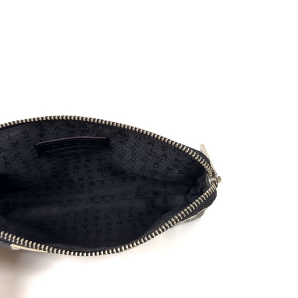 L.A.M.B. Gwen Stefani Black & White Zebra Newspaper Print Top Zip Cosmetic Bag - Picture 5 of 7